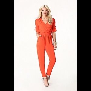 Bebe Shirred Sleeve Jumpsuit NWOT